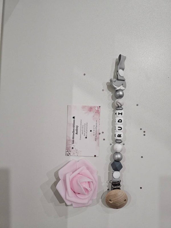 Attache Tétine personnalisé en silicone clip en bois