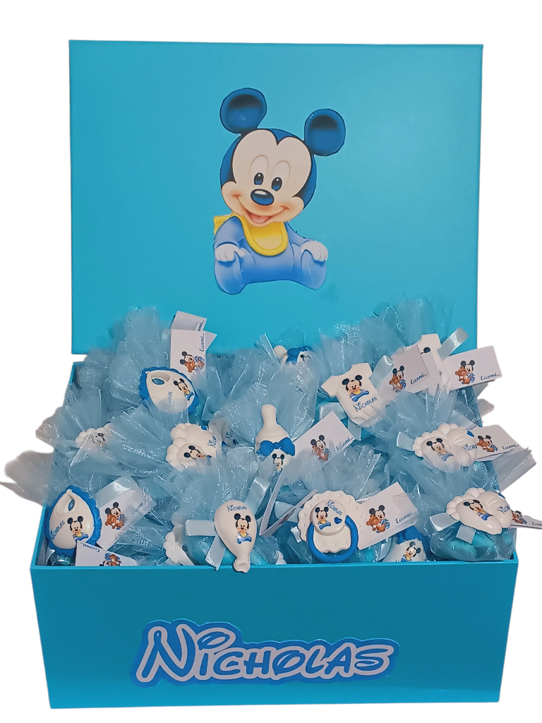 40 pezzi bomboniera nascita topolino baby magnete ciuccio piedini body sacchetto confetti scatola porta bomboniere biberon calamita palloncino segnaposto