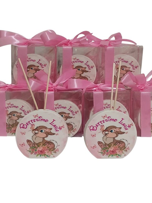 Bomboniera battesimo bimba profumatore tamburino miss bunny bambi diffusore