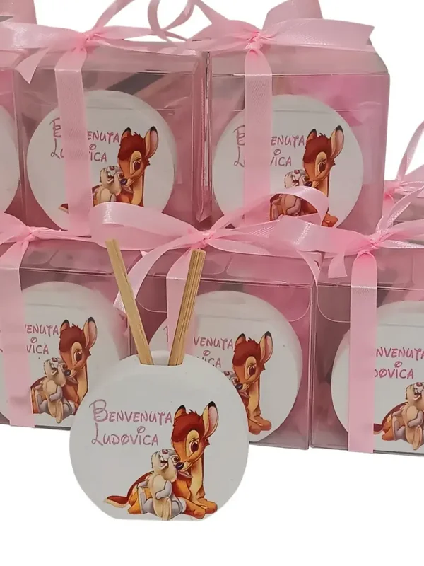 Bomboniera nascita o battesimo bimba profumatore Bambi tamburino scatola confetti
