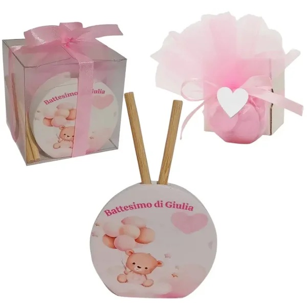 Bomboniera diffusore essenze orsetto bimba palloncini nuvola profumatore segnaposto
