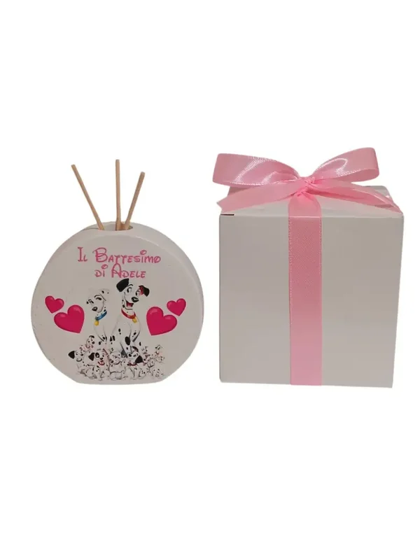 Bomboniera battesimo bimba profumatore carica dei 101 dalmata diffusore minnie