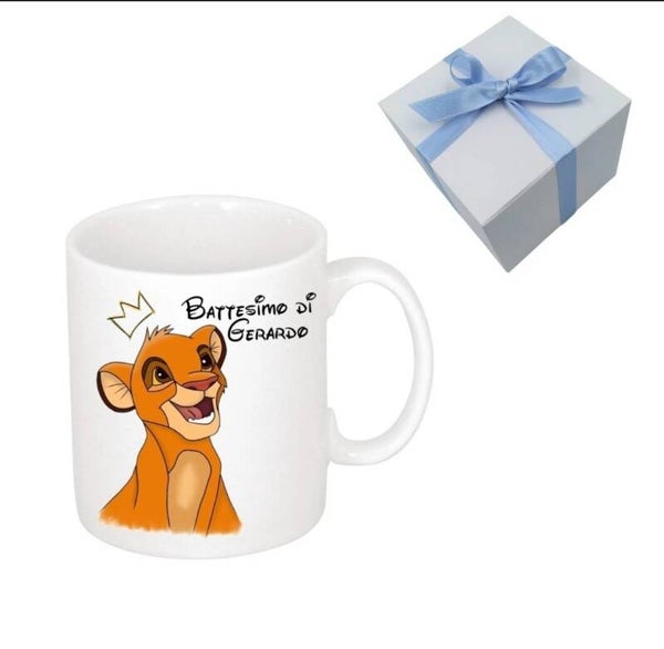 Bomboniera Tazza Mug Simba re leone battesimo comunione cresima compleanno bimbo