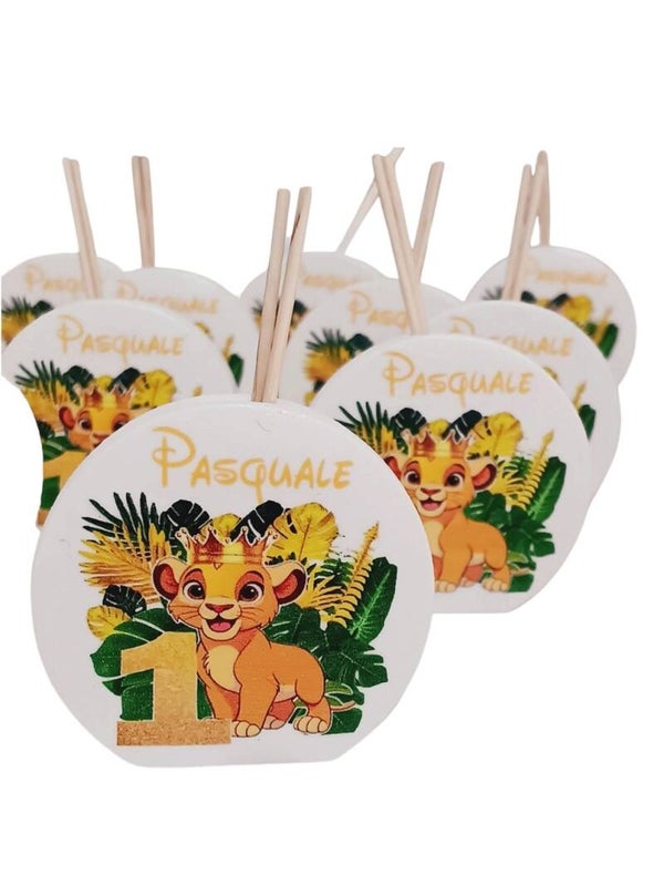 Bomboniera primo compleanno bimbo Simba re Leone  Profumatore Diffusore personalizzabile