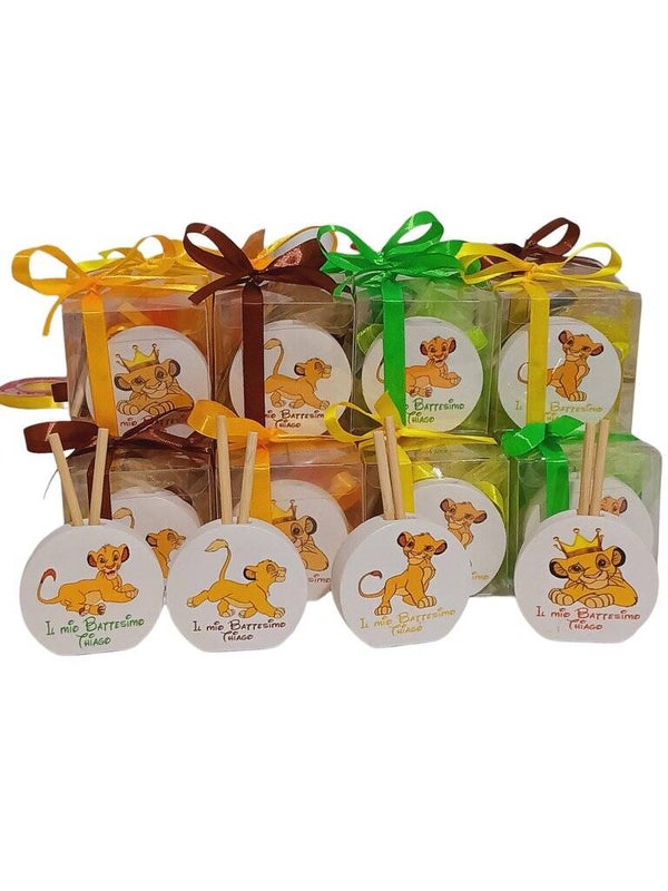 Bomboniera battesimo compleanno bimbo profumatore diffusore Simba re leone