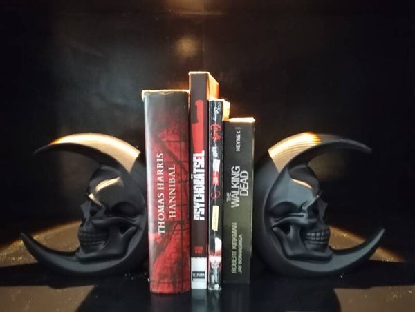 Gothic Buchstützen „Skull Moon“ (2er-Set)