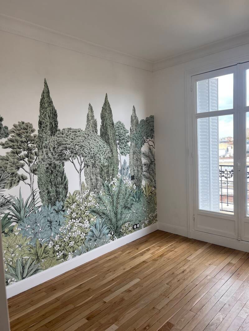 Rénovation d'une chambre, peinture et pose de papier peint panoramique à Paris - VP Rénovation