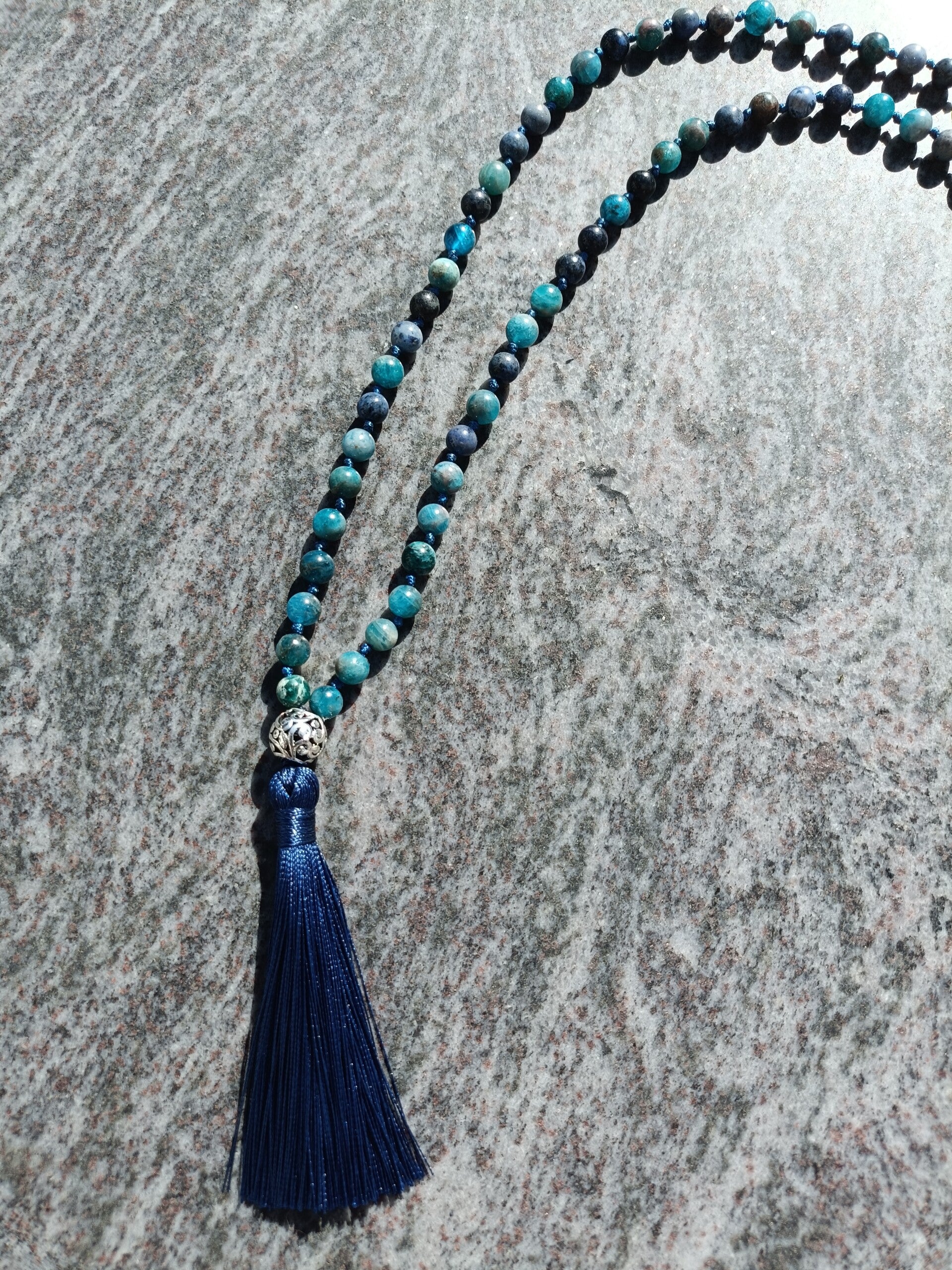 Mala Necklace - Sodalite & Apatite