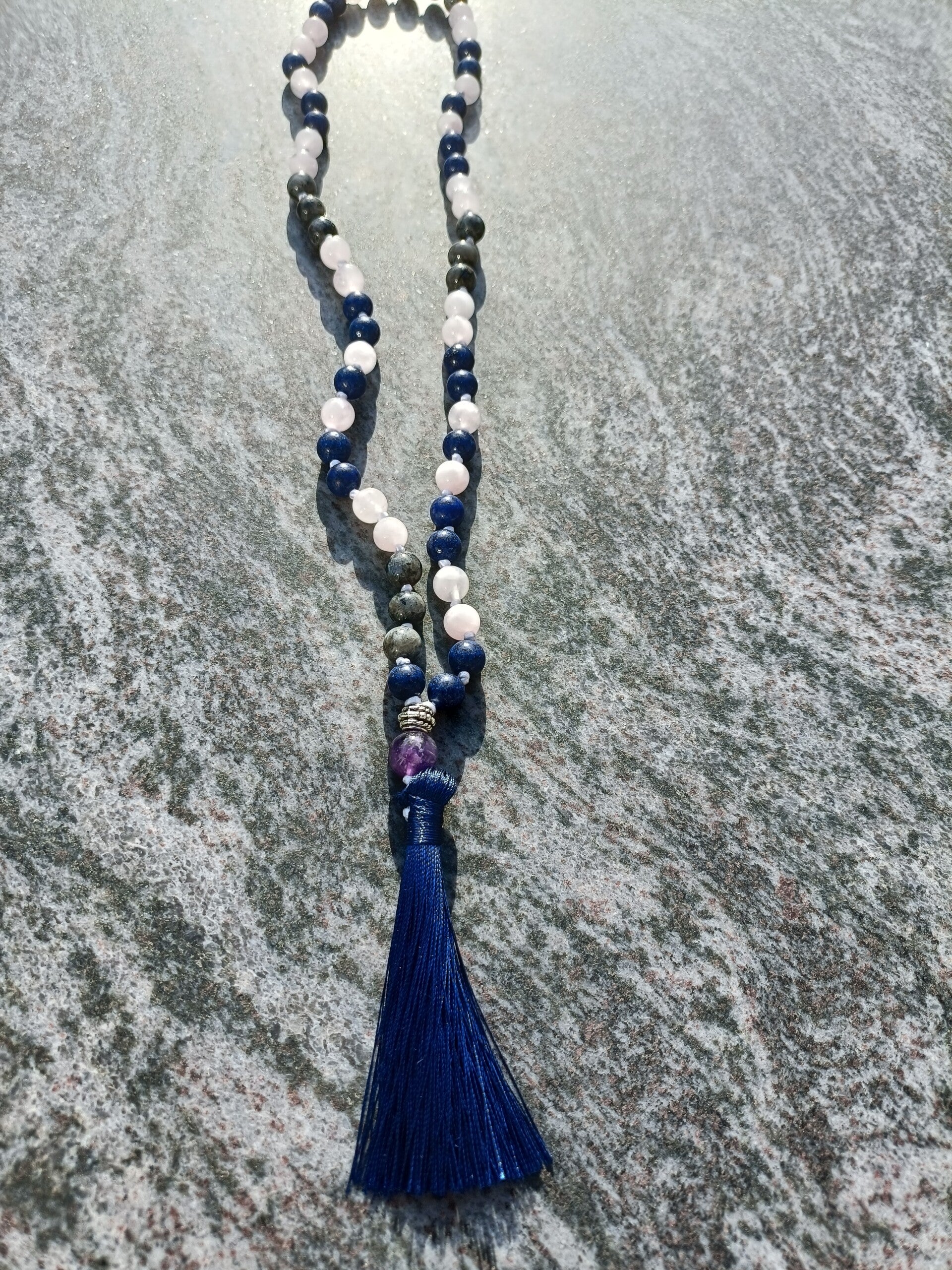 Mala Necklace - Lapis Lazuli & Rose quartz & Labradorite & Amethyst