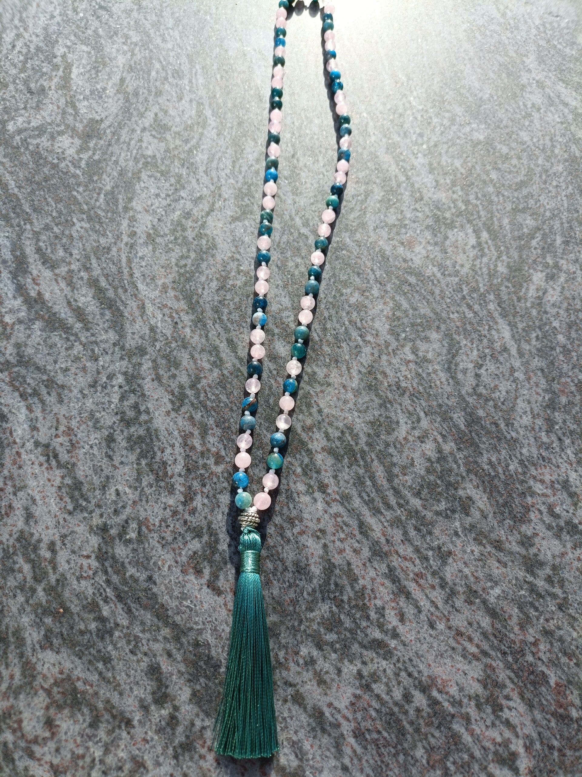 Mala Necklace - Apatite & Rose Quartz