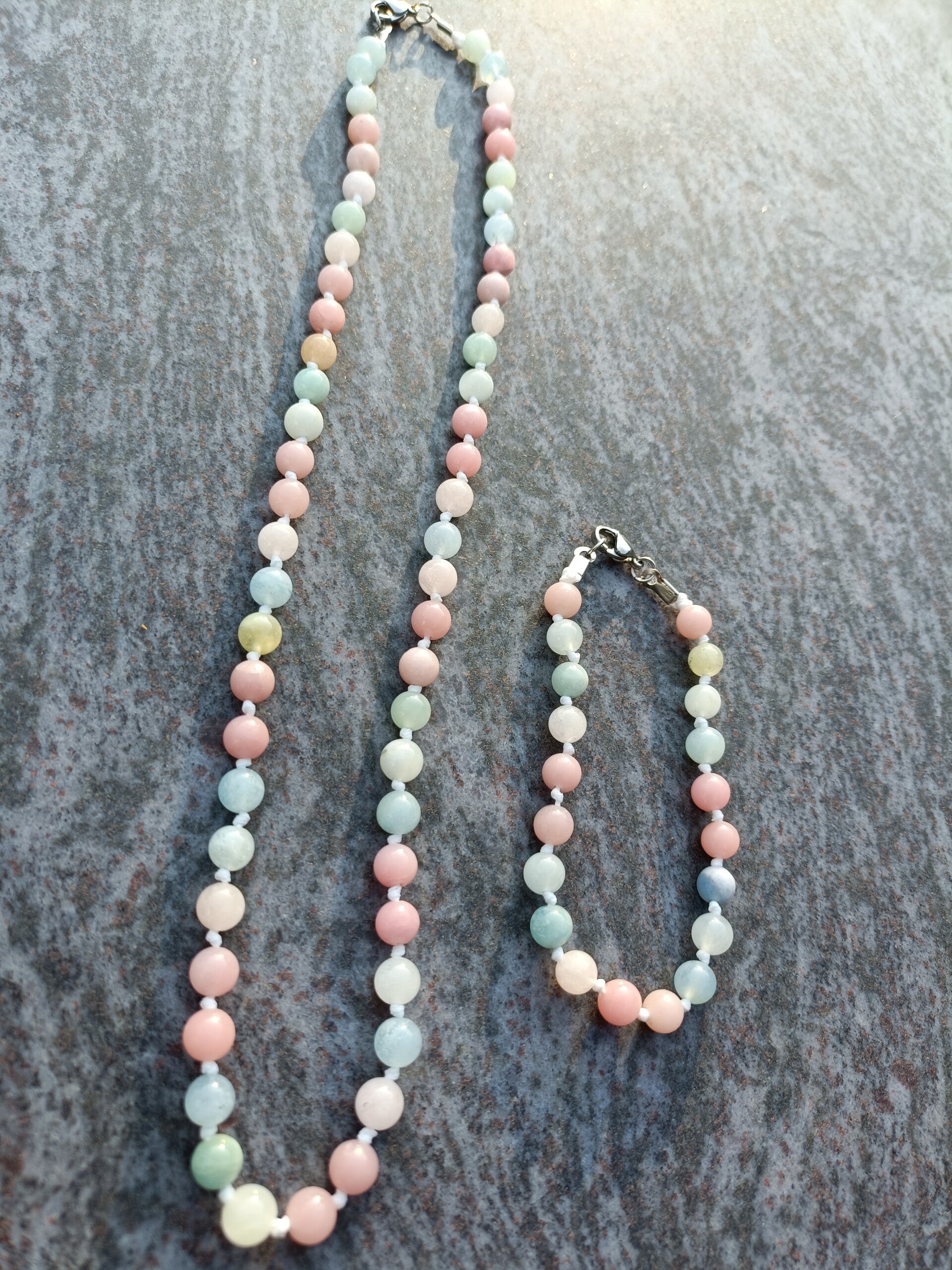Necklace & Bracelet set - Morganite & Pink Opal