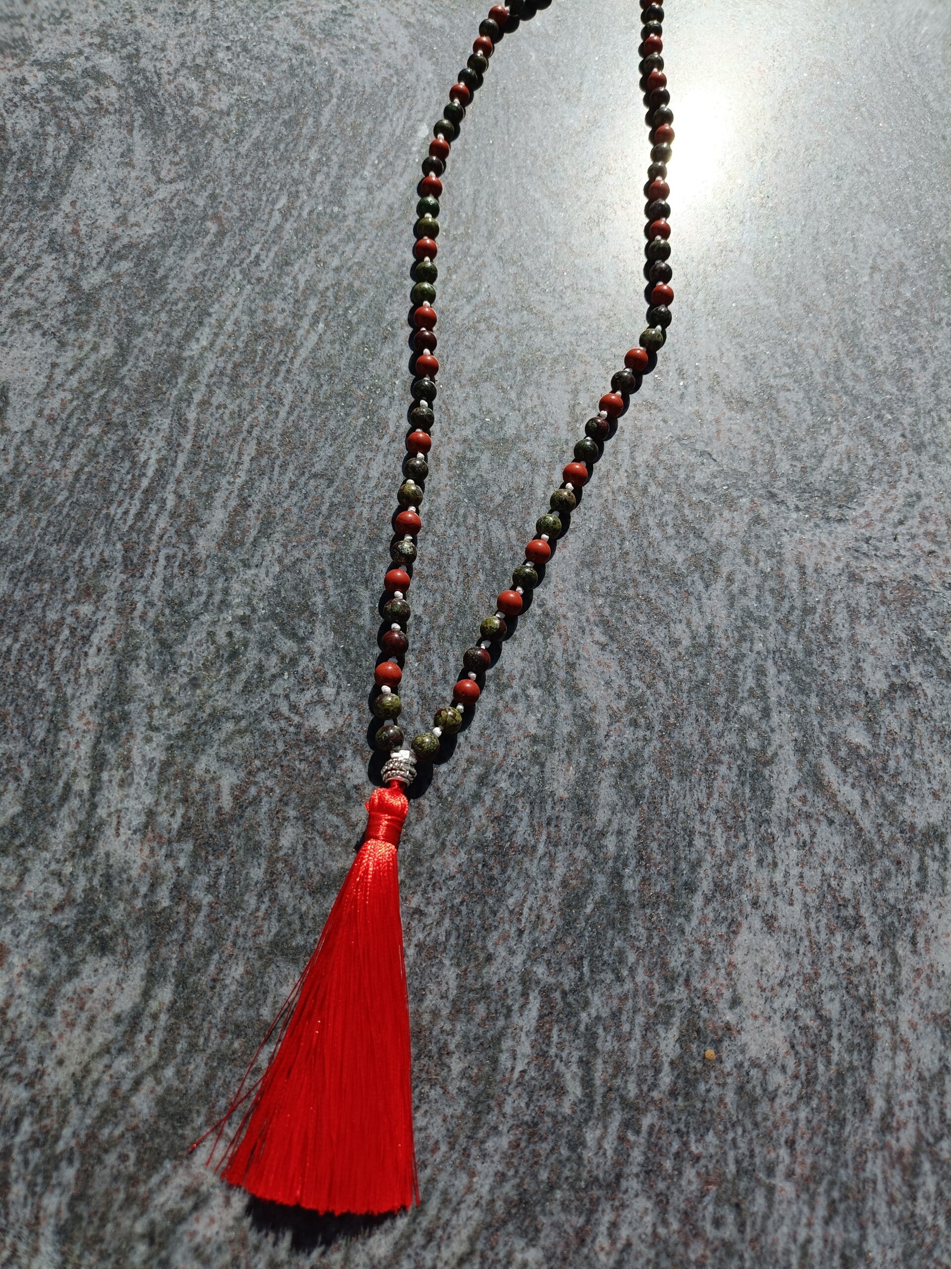 Mala Necklace - Dragon blood & Red Jasper