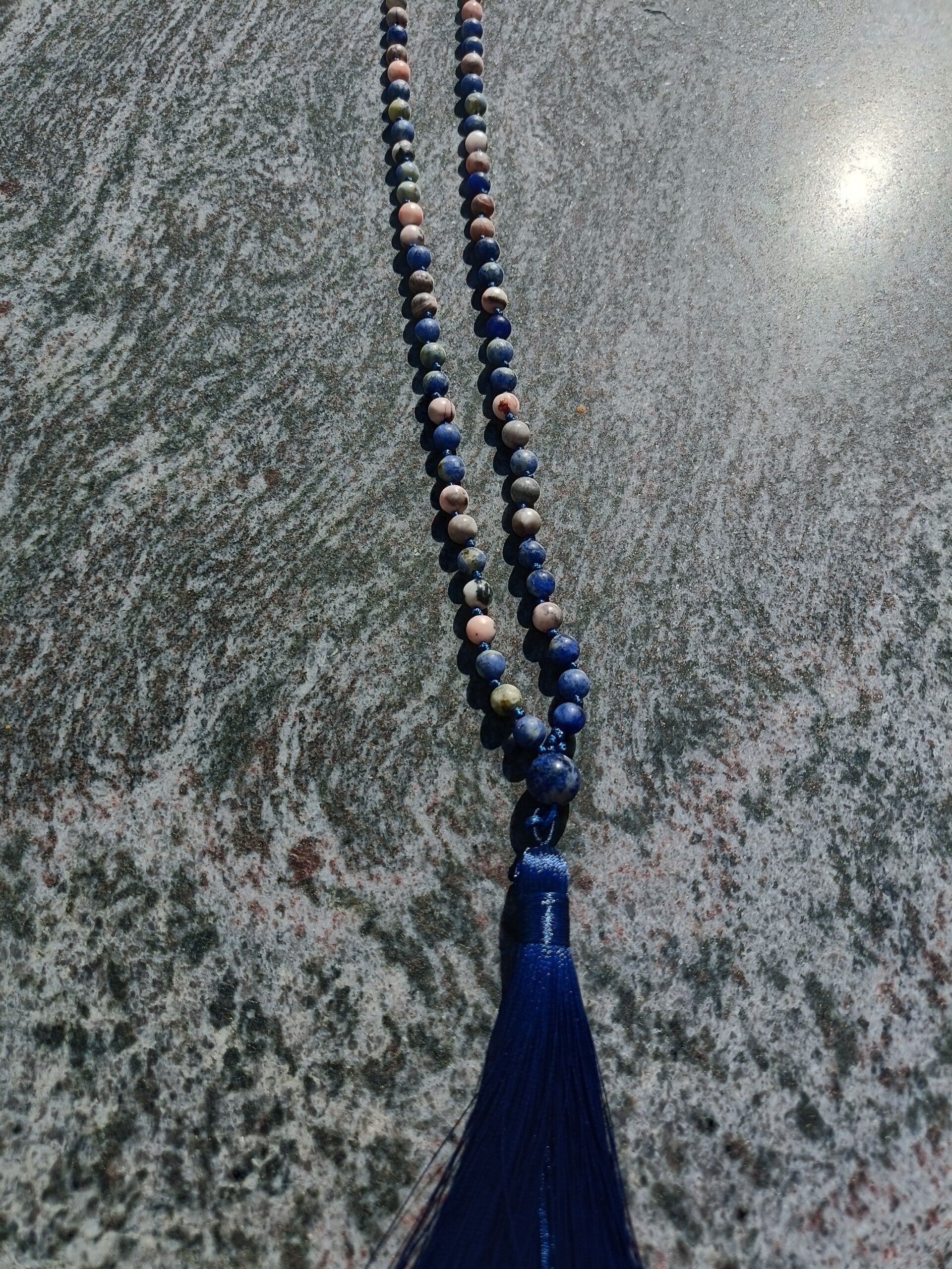 Mala Necklace - Zebra Jasper & Sodalite