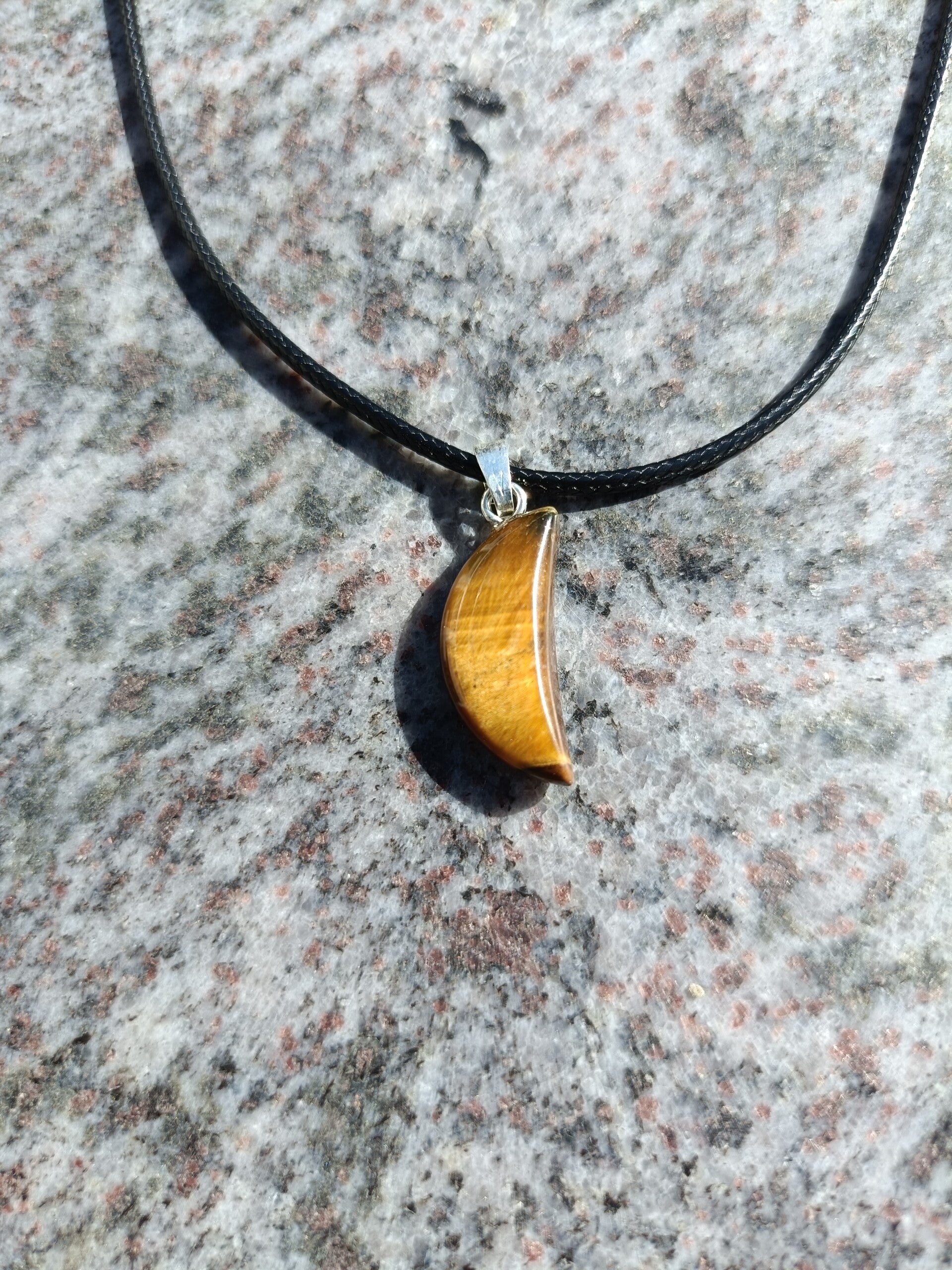 Necklace with Moon gemstone - Tiger's Eye