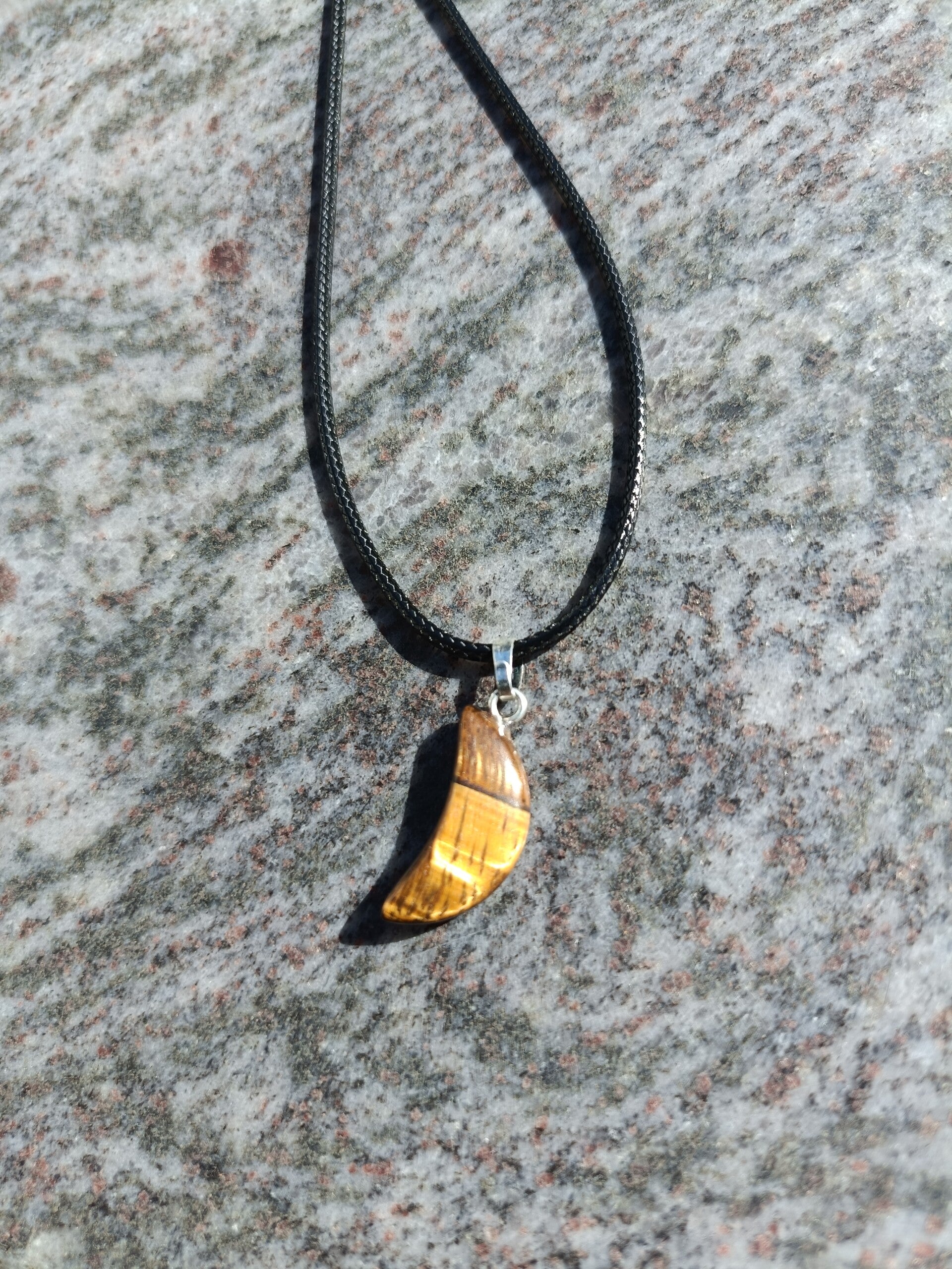 Necklace with Moon gemstone - Tiger's Eye