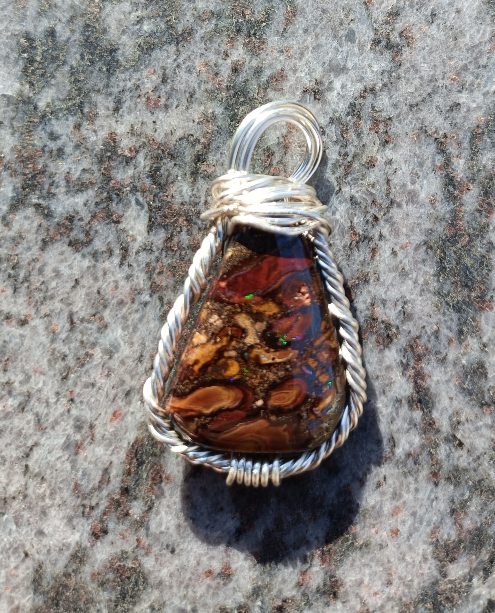 Necklace hanger - Wire wrapped Boulder Opal