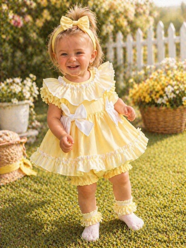 Yellow fairy tale dress with pants