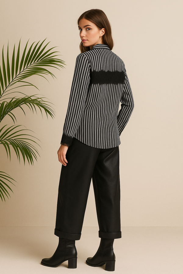 Blouse Milou streep/lace