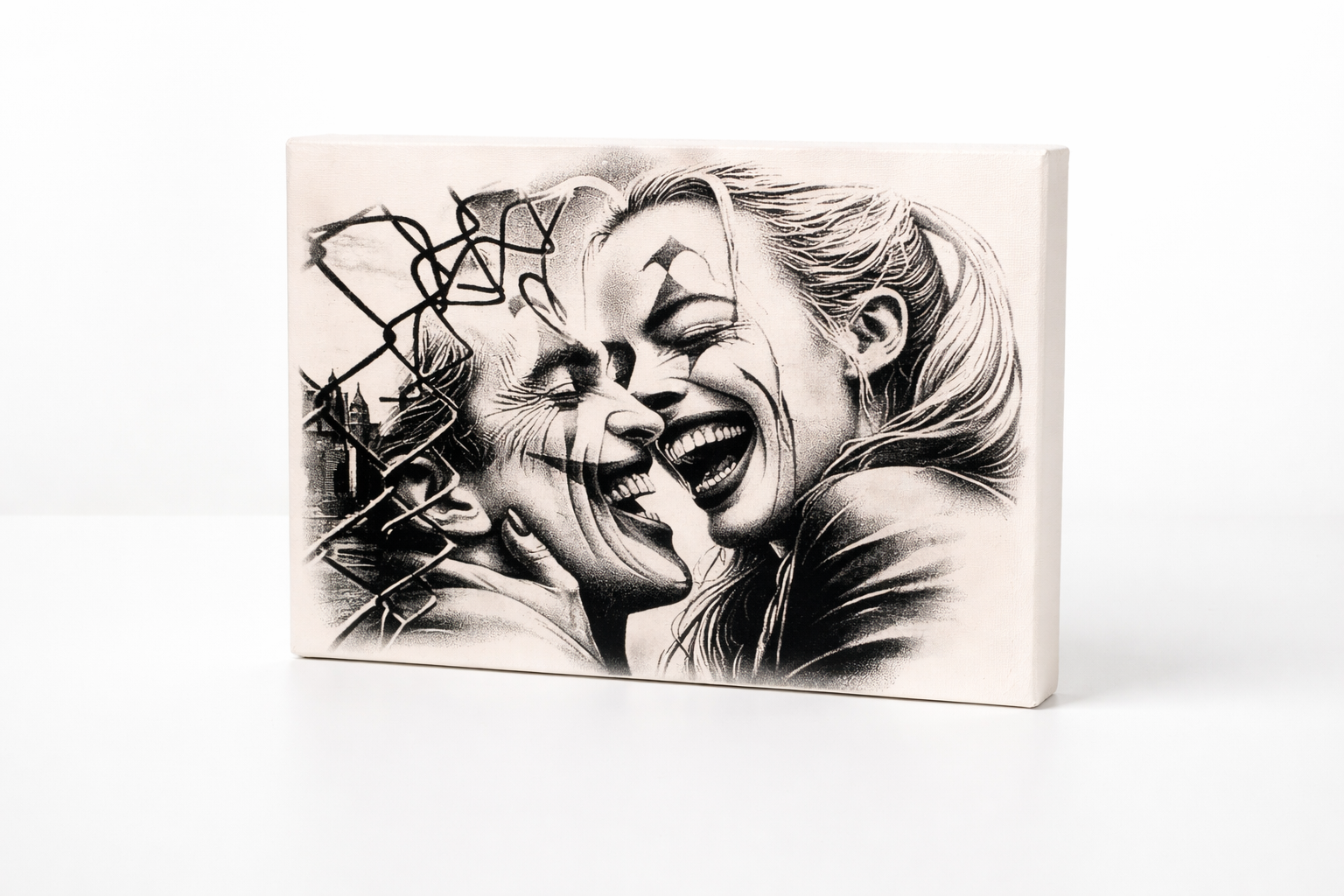 Toile décorative Gravé - Couple iconique style street art 25X20 CM