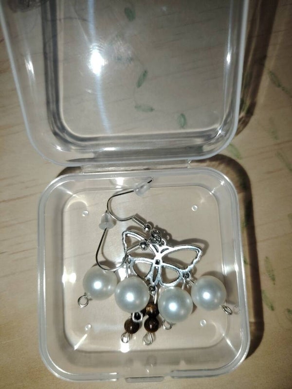 Bijoux- boucles d'oreilles - papillon oeil du tigre
