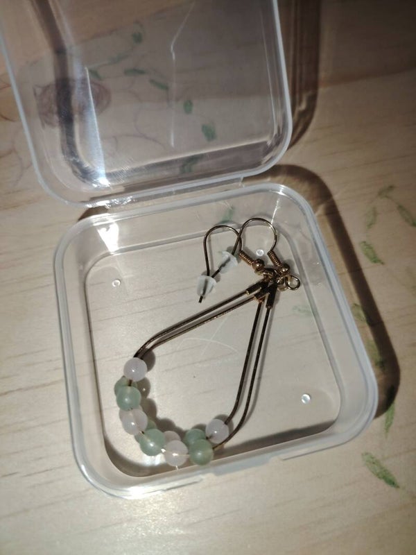 Bijoux - Boucles d'oreilles - jade verte/quartz rose