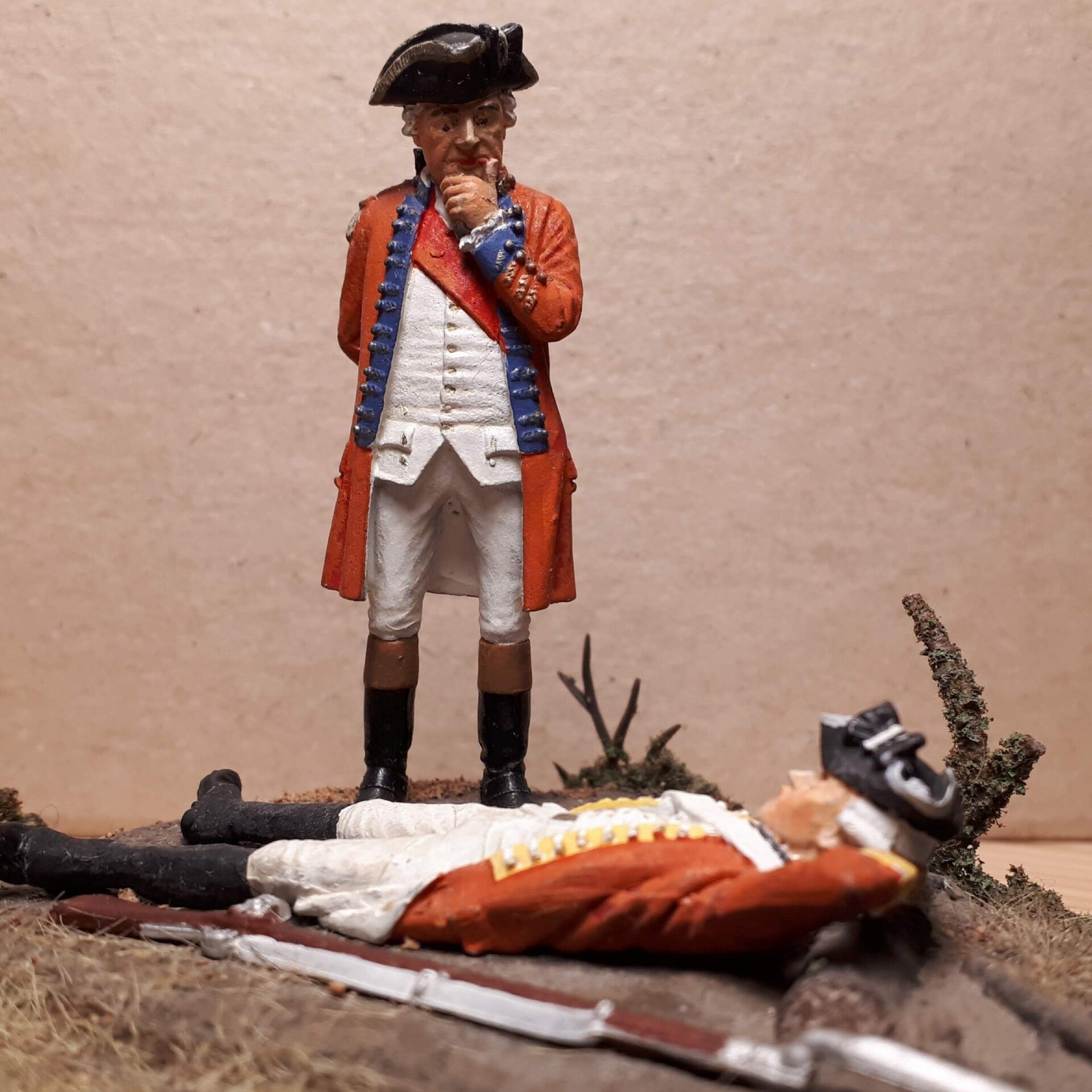 Diorama 54mm Gen Major & private 9th Foot regiment 1776