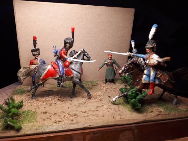 Diorama 54mm Duellists Hussars 1er empire Napoleon