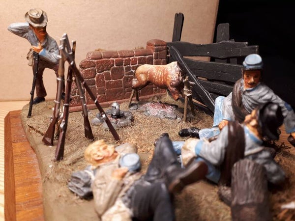 Diorama 54mm American civil war 1861 - 1865 Confederate soldiers camp