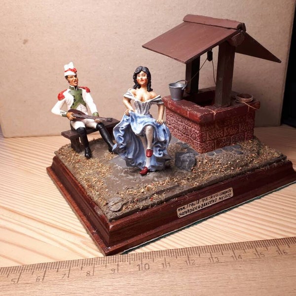 Diorama 54mm Kingdom of Italy 1812, Italian grenadier playing for dancing girl