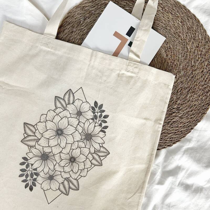 Worthy and Beloved linnen tas bloemen in ruit