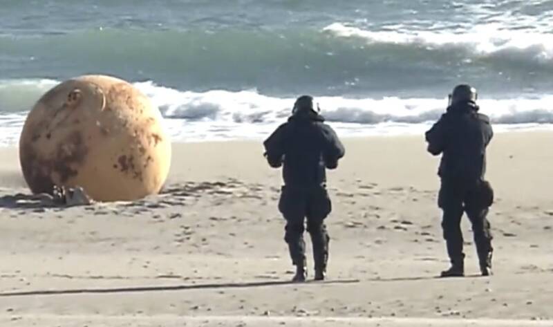 metal sphere appears on japanese beach