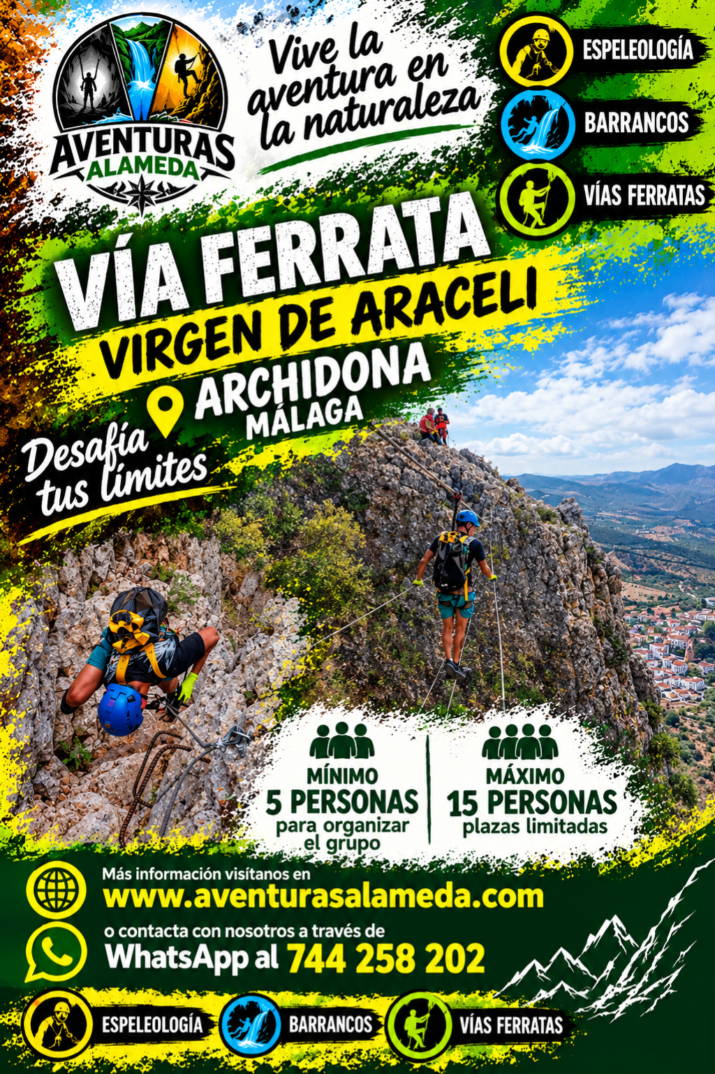 Via ferratas virgen de gracia en Archidona,  grupos mínimo 5 personas. 45 € por persona