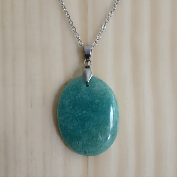 Pendentif ovale " Miroir d'Isis " - Amazonite