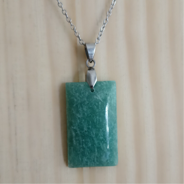 Pendentif rectangle " Voile d'Éther" - Amazonite