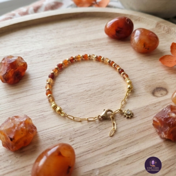 Bracelet « Étincelle » – Cornaline facettée