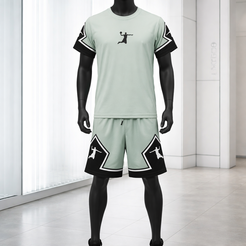 Jongens Set “Sporty Star” – Mintgroen/Zwart maat 8 jaar