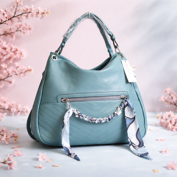Grote tas met zak sjaaltje blauw