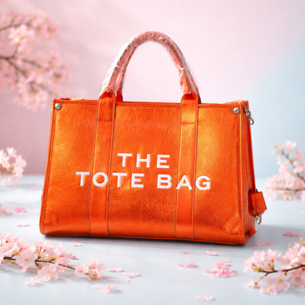 Grote tote tas metallic oranje