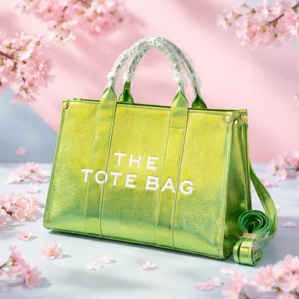 Grote tote tas metallic groen
