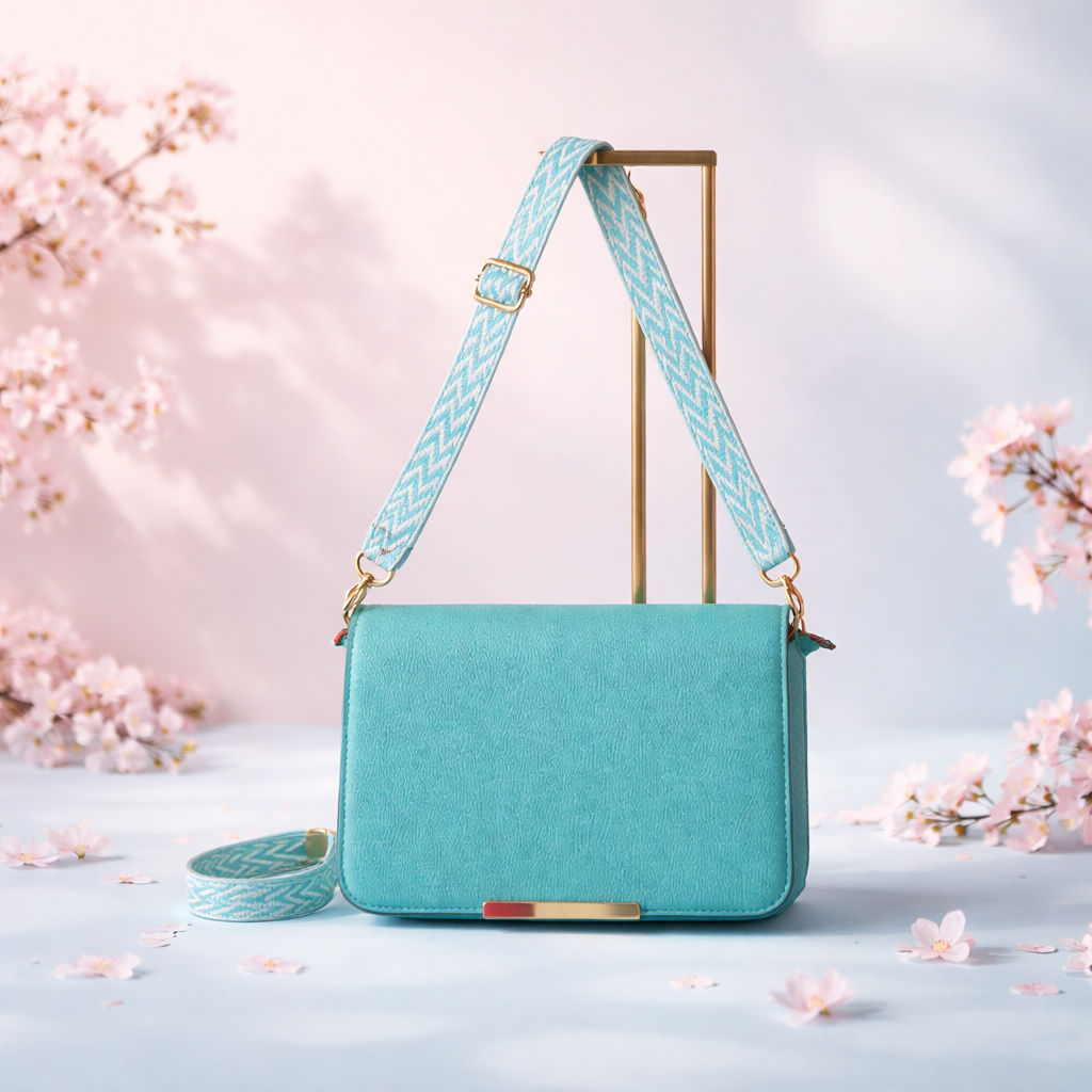Kleine groene tas let goud vooraan