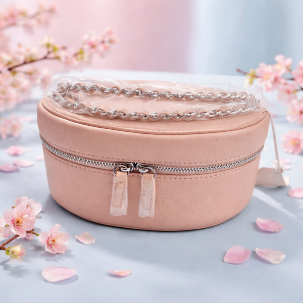 Beauty case tasjes klein taupe met fijne schouderriem