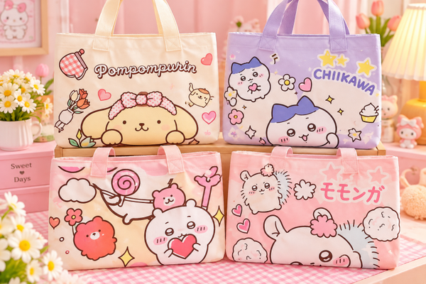 Grote tote bags met schattige figuurtjes 🎀