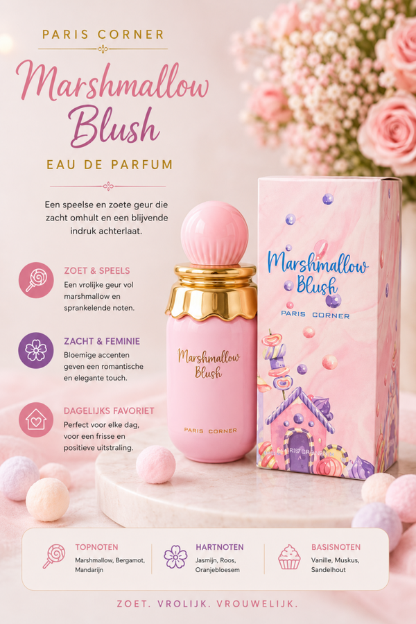 Paris Corner Marshmallow Blush (Pink Edition) Eau de Parfum zijn:  🍭 30 ml