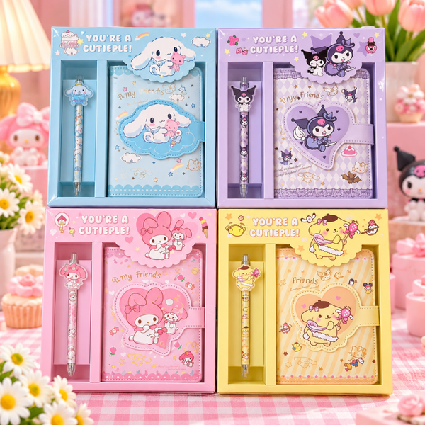 🎀 Schattig notitieboekje met pen – Hello Kitty en vrienden