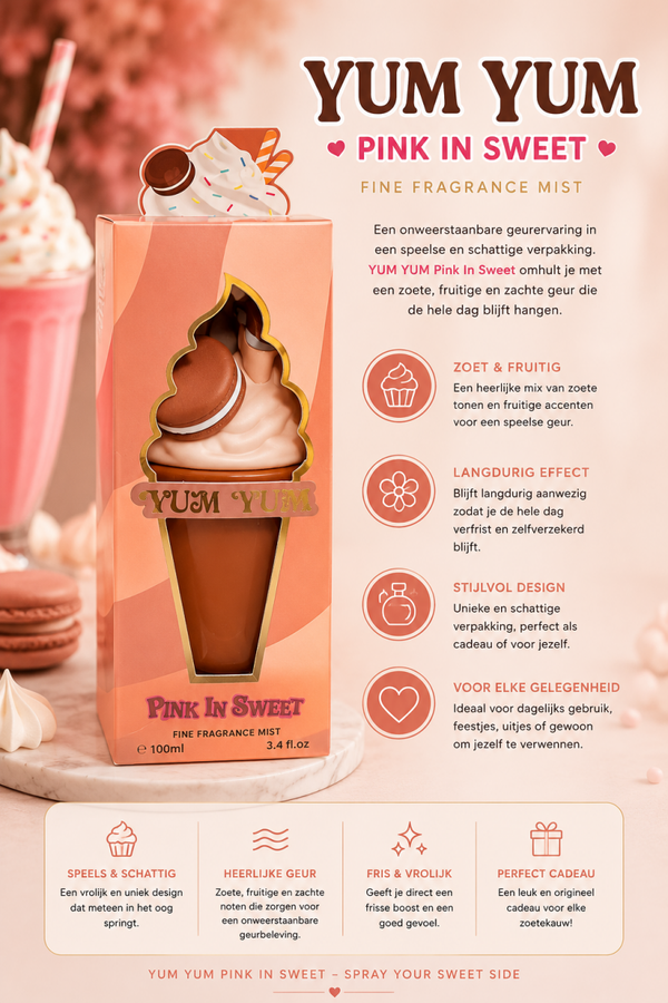 YUM YUM Pink In Sweet Fine Fragrance Mist (bruine variant) zijn:  🍫