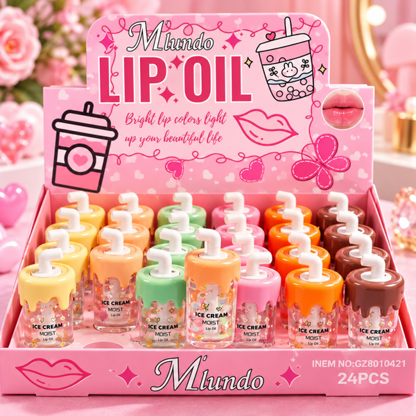 💗 Mlundo Lip Oil – Ice Cream Moisturizing Lip Oil 🍦