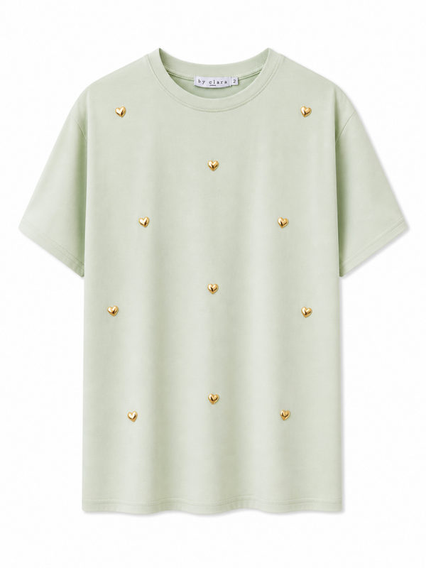 T-shirt met Gouden hartjes 1 maat van S tot L