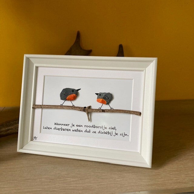Schilderijtje 3D. Wanneer je een roodborstje ziet, laten dierbaren weten dat ze dichtbij je zijn.