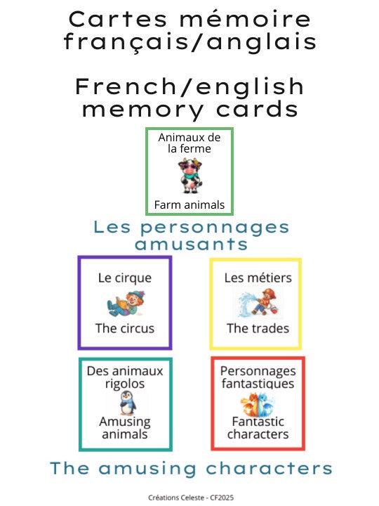 Flash / Memory cards - Amusing characters. Available in English, French, bilingual