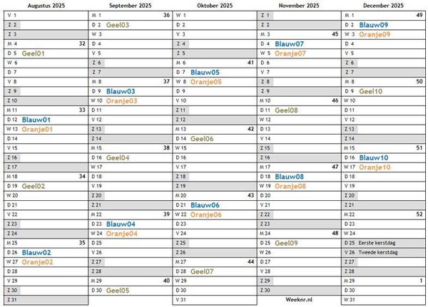 Muziekuur kaart Blauw (periode najaar 2025)